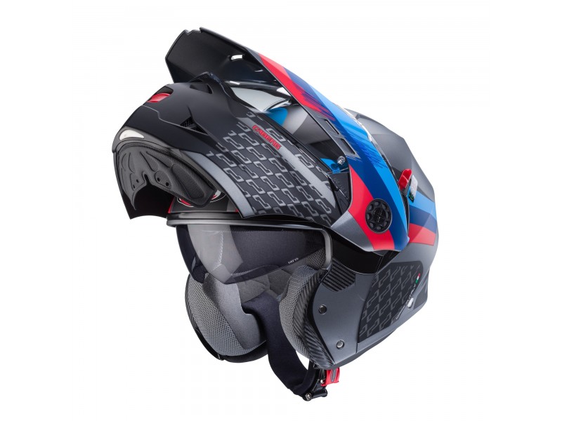 Casca modulabila (flip-up)/adventure Caberg model Tourmax X SV Sarabe K9 gun metal (titanium)/negru/BMW colours mat Pinlock ready - lentila Pinlock inclusa