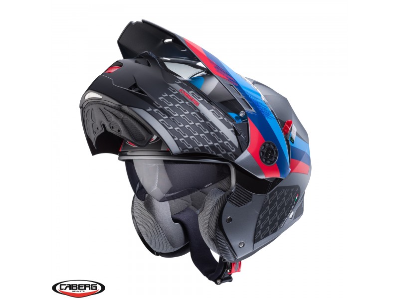 Casca modulabila (flip-up)/adventure Caberg model Tourmax X SV Sarabe K9 gun metal (titanium)/negru/BMW colours mat Pinlock ready - lentila Pinlock inclusa