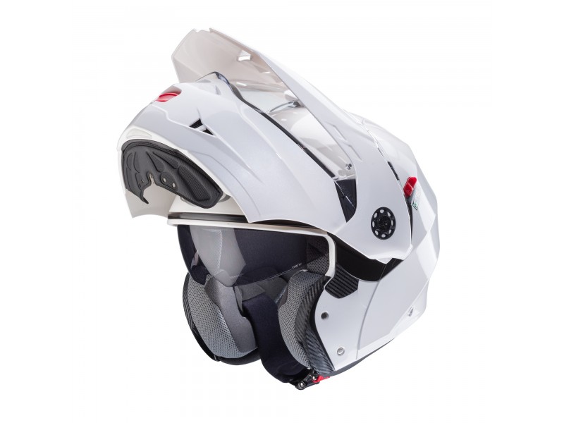 Casca modulabila (flip-up)/adventure Caberg model Tourmax X SV alb metalic lucios Pinlock ready - lentila Pinlock inclusa