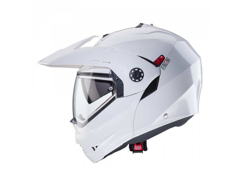 Casca modulabila (flip-up)/adventure Caberg model Tourmax X SV alb metalic lucios Pinlock ready - lentila Pinlock inclusa