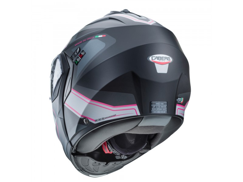 Casca modulabila (flip-up) Caberg model Duke X SV Tour G5 negru/fuchsia (roz)/antracit mat Pinlock ready - lentila Pinlock inclusa