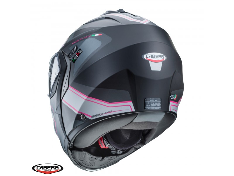 Casca modulabila (flip-up) Caberg model Duke X SV Tour G5 negru/fuchsia (roz)/antracit mat Pinlock ready - lentila Pinlock inclusa