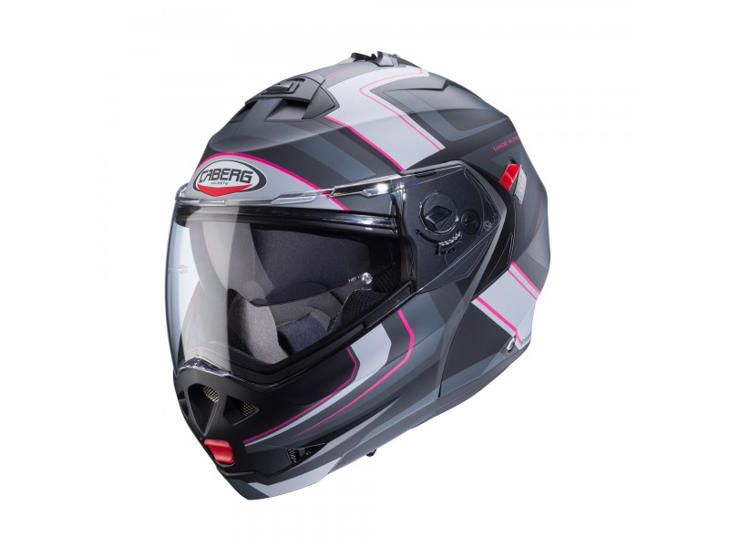 Casca modulabila (flip-up) Caberg model Duke X SV Tour G5 negru/fuchsia (roz)/antracit mat Pinlock ready - lentila Pinlock inclusa