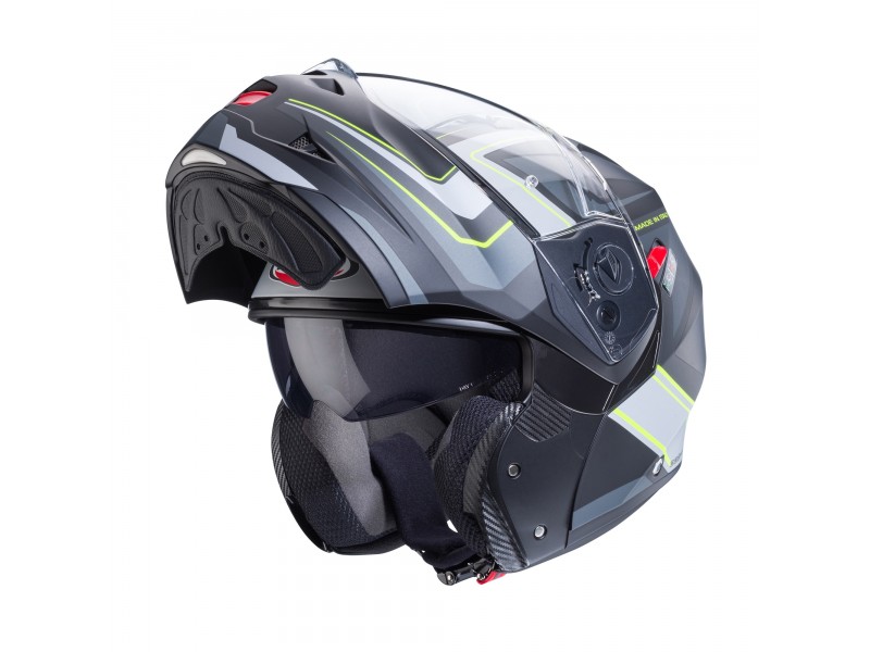 Casca modulabila (flip-up) Caberg model Duke X SV Tour I5 negru/galben fluor/antracit mat Pinlock ready - lentila Pinlock inclusa