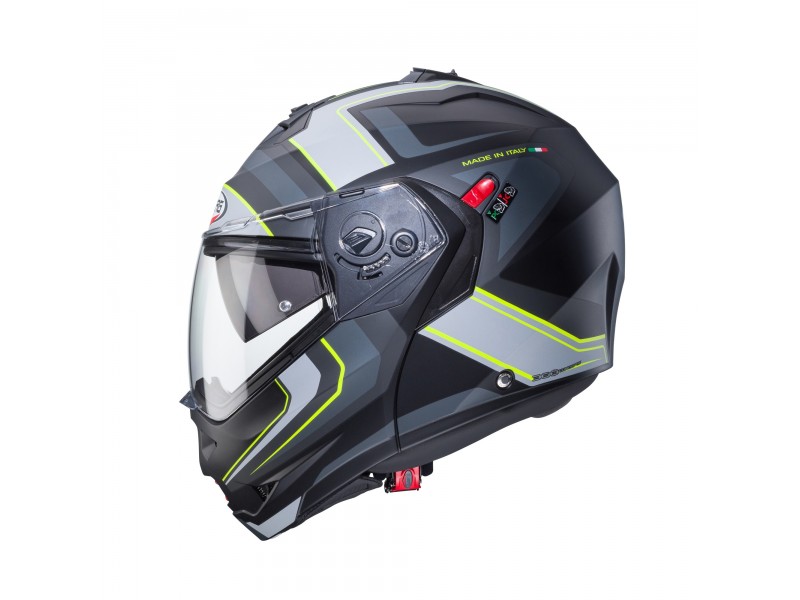 Casca modulabila (flip-up) Caberg model Duke X SV Tour I5 negru/galben fluor/antracit mat Pinlock ready - lentila Pinlock inclusa