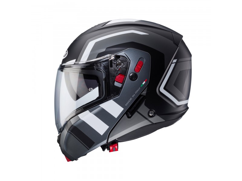 Casca modulabila (flip-up) Caberg model Horus X Road M4 negru/gun metal (titanium)/alb mat Pinlock ready - lentila Pinlock inclusa