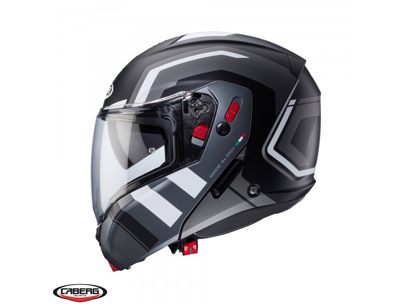 Casca modulabila (flip-up) Caberg model Horus X Road M4 negru/gun metal (titanium)/alb mat Pinlock ready - lentila Pinlock inclusa