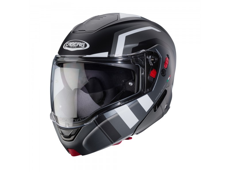 Casca modulabila (flip-up) Caberg model Horus X Road M4 negru/gun metal (titanium)/alb mat Pinlock ready - lentila Pinlock inclusa