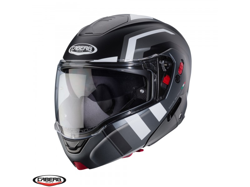 Casca modulabila (flip-up) Caberg model Horus X Road M4 negru/gun metal (titanium)/alb mat Pinlock ready - lentila Pinlock inclusa