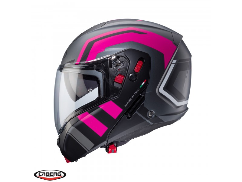 Casca modulabila (flip-up) Caberg model Horus X Road M1 gun metal (titanium)/negru/fuchsia (roz) mat Pinlock ready - lentila Pinlock inclusa Casca modulabila (flip-up) Caberg model Horus X Road M1 gun metal (titanium)/negru/fuchsia (roz) mat Pinlock ready - lentila Pinlock inclusa