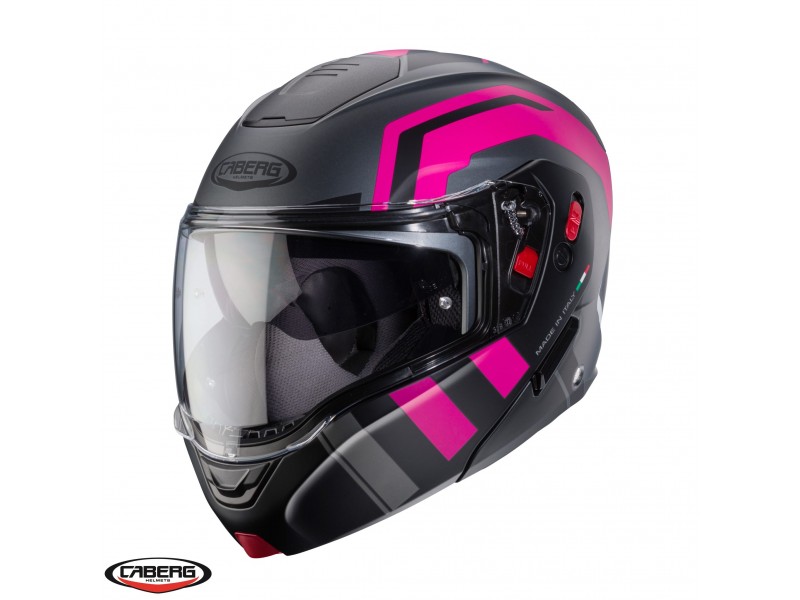 Casca modulabila (flip-up) Caberg model Horus X Road M1 gun metal (titanium)/negru/fuchsia (roz) mat Pinlock ready - lentila Pinlock inclusa Casca modulabila (flip-up) Caberg model Horus X Road M1 gun metal (titanium)/negru/fuchsia (roz) mat Pinlock ready - lentila Pinlock inclusa