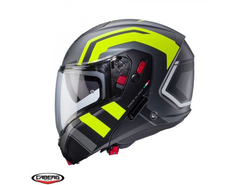 Casca modulabila (flip-up) Caberg model Horus X Road L1 gun metal (titanium)/negru/galben fluor mat Pinlock ready - lentila Pinlock inclusa
