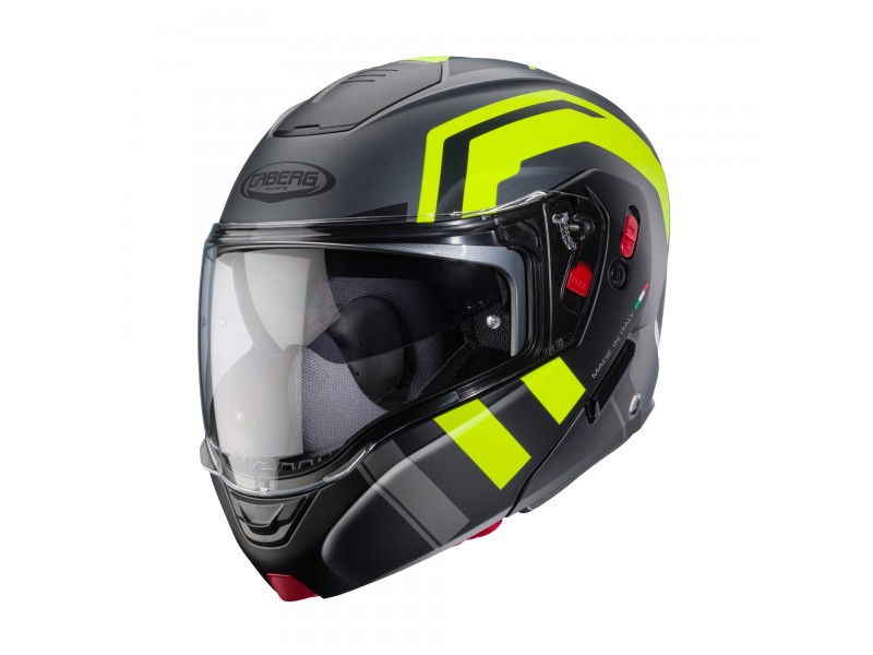 Casca modulabila (flip-up) Caberg model Horus X Road L1 gun metal (titanium)/negru/galben fluor mat Pinlock ready - lentila Pinlock inclusa