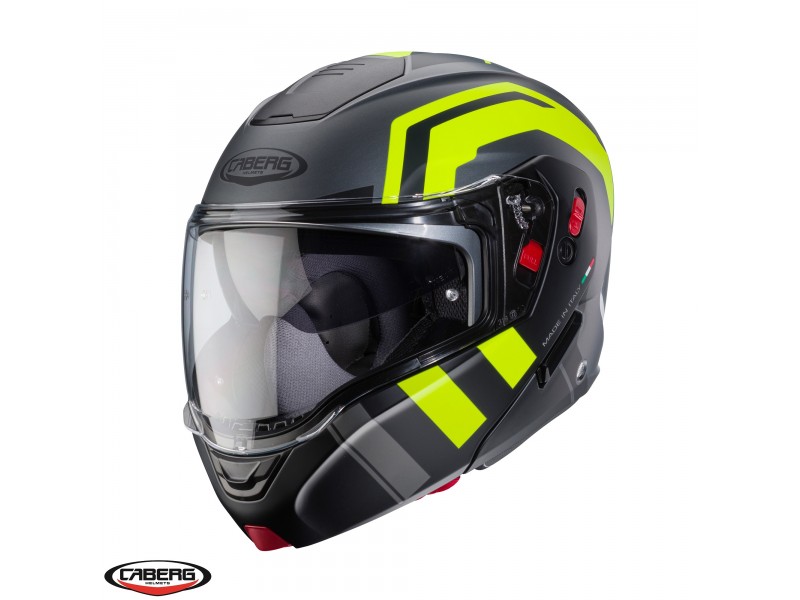 Casca modulabila (flip-up) Caberg model Horus X Road L1 gun metal (titanium)/negru/galben fluor mat Pinlock ready - lentila Pinlock inclusa