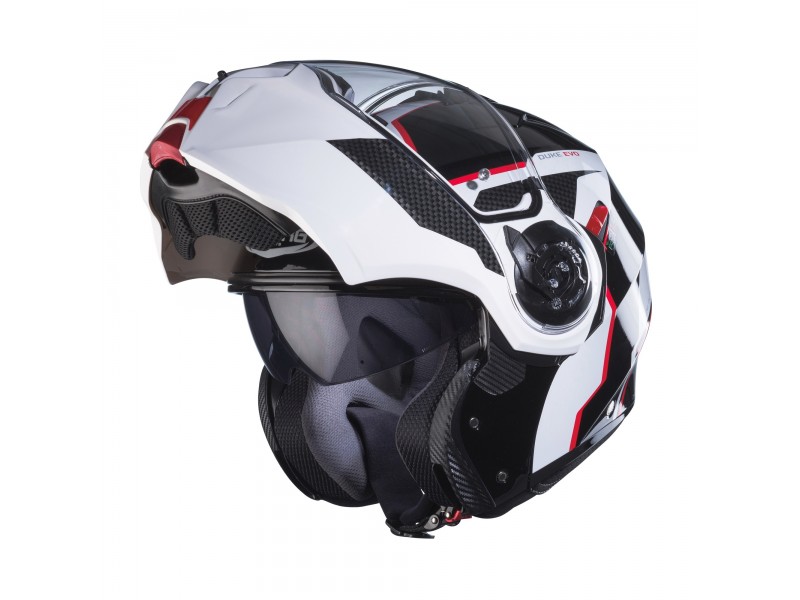 Casca modulabila (flip-up) Caberg model Duke Evo Move M3 SV negru/alb/rosu lucios Pinlock ready – lentila Pinlock inclusa