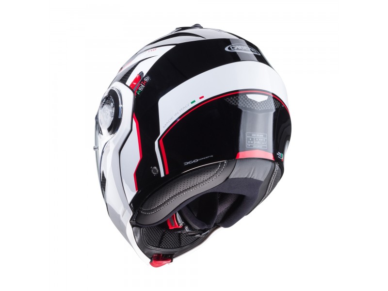 Casca modulabila (flip-up) Caberg model Duke Evo Move M3 SV negru/alb/rosu lucios Pinlock ready – lentila Pinlock inclusa