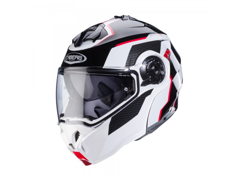 Casca modulabila (flip-up) Caberg model Duke Evo Move M3 SV negru/alb/rosu lucios Pinlock ready – lentila Pinlock inclusa