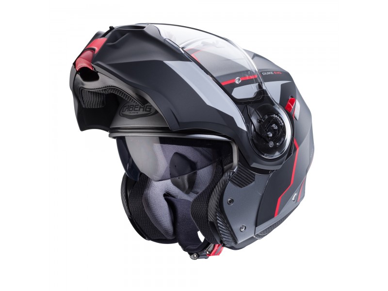 Casca modulabila (flip-up) Caberg model Duke Evo Move L2 SV gun metal (titanium)/negru/rosu mat Pinlock ready - lentila Pinlock inclusa