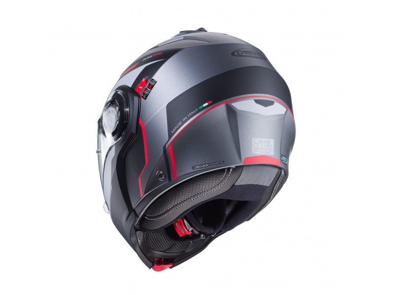 Casca modulabila (flip-up) Caberg model Duke Evo Move L2 SV gun metal (titanium)/negru/rosu mat Pinlock ready - lentila Pinlock inclusa