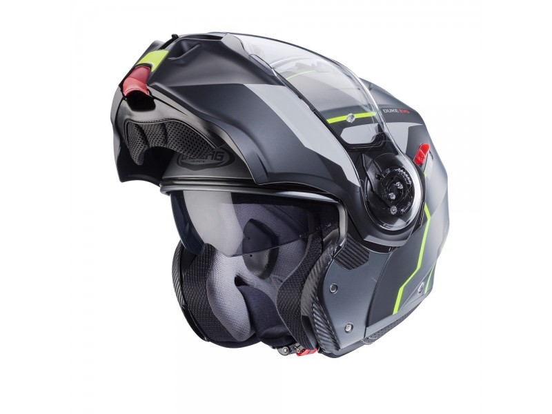 Casca modulabila (flip-up) Caberg model Duke Evo Move L1 SV gun metal (titanium)/negru/galben fluor mat Pinlock ready - lentila Pinlock inclusa