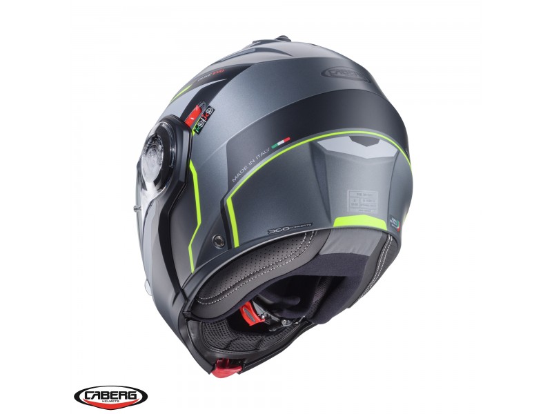 Casca modulabila (flip-up) Caberg model Duke Evo Move L1 SV gun metal (titanium)/negru/galben fluor mat Pinlock ready - lentila Pinlock inclusa Casca modulabila (flip-up) Caberg model Duke Evo Move L1 SV gun metal (titanium)/negru/galben fluor mat Pinlock ready - lentila Pinlock inclusa