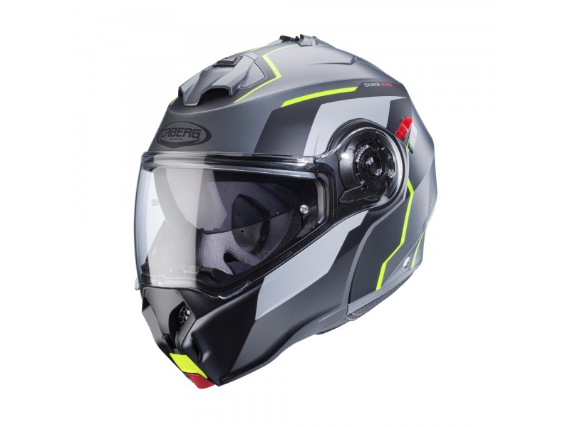 Casca modulabila (flip-up) Caberg model Duke Evo Move L1 SV gun metal (titanium)/negru/galben fluor mat Pinlock ready - lentila Pinlock inclusa