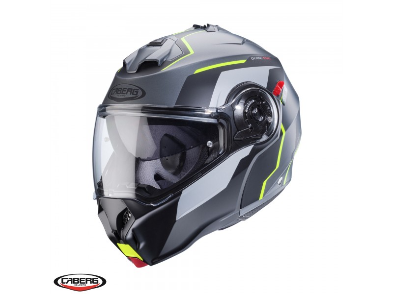 Casca modulabila (flip-up) Caberg model Duke Evo Move L1 SV gun metal (titanium)/negru/galben fluor mat Pinlock ready - lentila Pinlock inclusa Casca modulabila (flip-up) Caberg model Duke Evo Move L1 SV gun metal (titanium)/negru/galben fluor mat Pinlock ready - lentila Pinlock inclusa