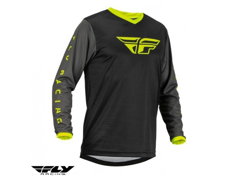 Tricou (bluza) cross-enduro Fly Racing model F-16 culoare: negru/galben fluor