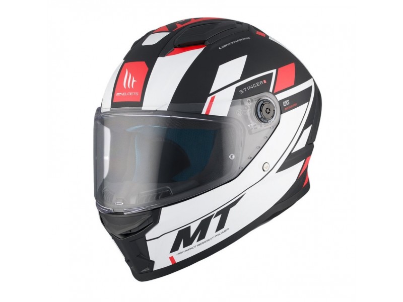 Casca integrala MT Stinger 2 Zivze B5 negru/alb/rosu mat - tip viziera: MT-V-28B