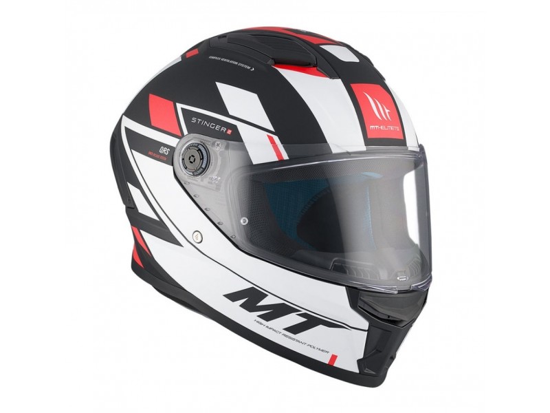 Casca integrala MT Stinger 2 Zivze B5 negru/alb/rosu mat - tip viziera: MT-V-28B