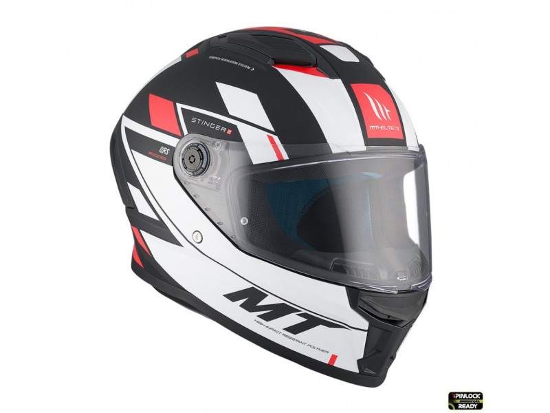 Casca integrala MT Stinger 2 Zivze B5 negru/alb/rosu mat - tip viziera: MT-V-28B Casca integrala MT Stinger 2 Zivze B5 negru/alb/rosu mat - tip viziera: MT-V-28B