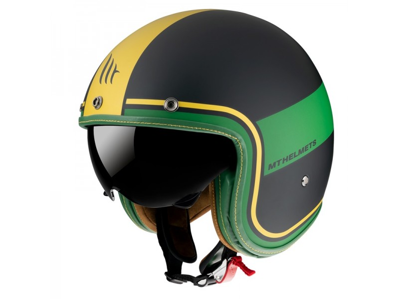 Casca open face MT Le Mans 2 SV Tant C9 negru/auriu mat (ochelari soare integrati)