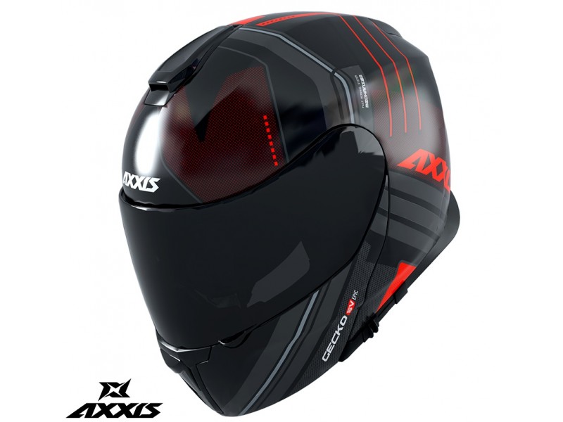 Casca modulabila Axxis model Gecko SV Epic B5 rosu fluor mat (ochelari soare integrati)