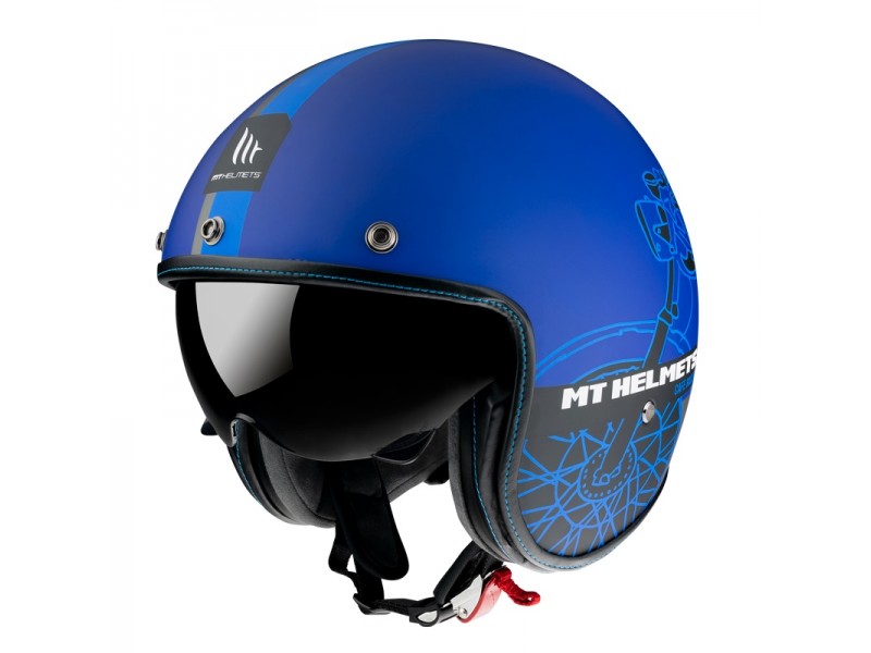 Casca open face MT Le Mans 2 SV Cafe Racer B7 albastru mat (ochelari soare integrati)