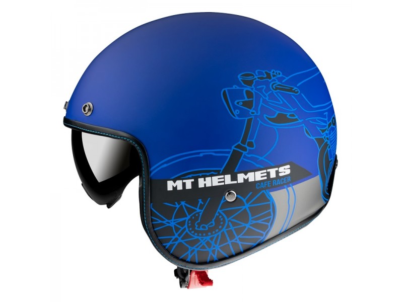 Casca open face MT Le Mans 2 SV Cafe Racer B7 albastru mat (ochelari soare integrati)
