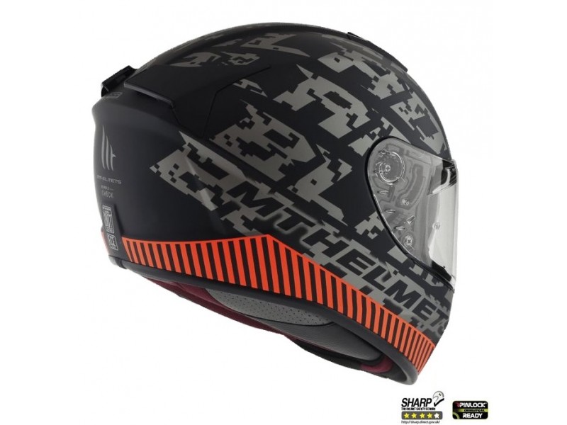 Casca integrala motociclete MT Blade 2 SV Check B2 gri/portocaliu mat (ochelari soare integrati)