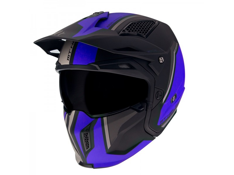 Casca MT Streetfighter SV Twin C7 negru/albastru mat (ochelari soare integrati) - masca (protectie) barbie si cozoroc detasabile Casca MT Streetfighter SV Twin C7 negru/albastru mat (ochelari soare integrati) - masca (protectie) barbie si cozoroc detasabile
