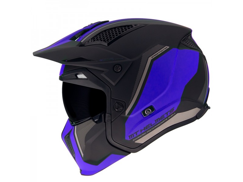 Casca MT Streetfighter SV Twin C7 negru/albastru mat (ochelari soare integrati) - masca (protectie) barbie si cozoroc detasabile Casca MT Streetfighter SV Twin C7 negru/albastru mat (ochelari soare integrati) - masca (protectie) barbie si cozoroc detasabile