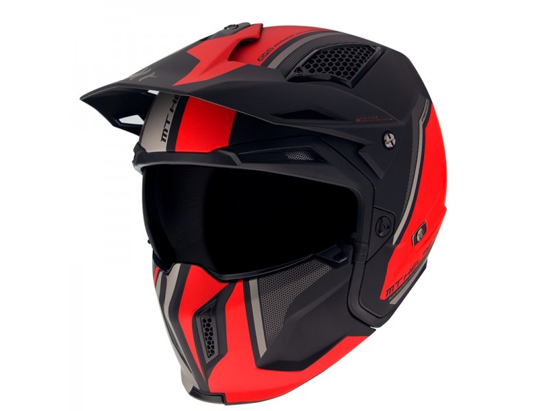 Casca MT Streetfighter SV Twin C5 negru/rosu mat (ochelari soare integrati) - masca (protectie) barbie si cozoroc detasabile Casca MT Streetfighter SV Twin C5 negru/rosu mat (ochelari soare integrati) - masca (protectie) barbie si cozoroc detasabile