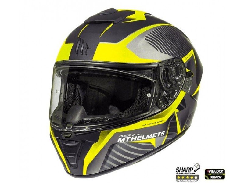 Casca integrala motociclete MT Blade 2 SV Blaster B4 galben mat (ochelari soare integrati)