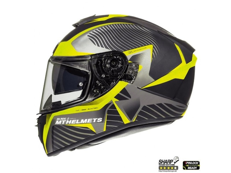 Casca integrala motociclete MT Blade 2 SV Blaster B4 galben mat (ochelari soare integrati)