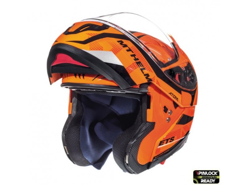 Casca modulabila motociclete MT Atom SV Divergence G1 portocaliu fluor lucios Pinlock ready (viziera tip MT-V-16)