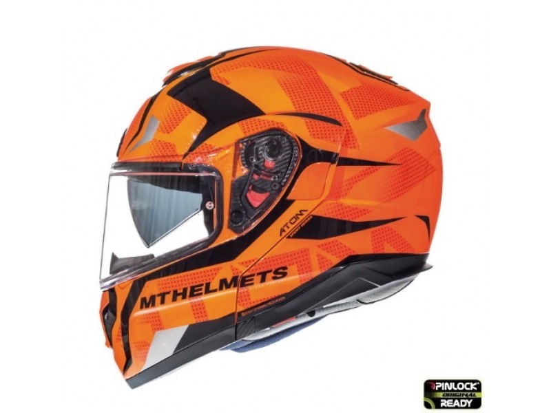 Casca modulabila motociclete MT Atom SV Divergence G1 portocaliu fluor lucios Pinlock ready (viziera tip MT-V-16)