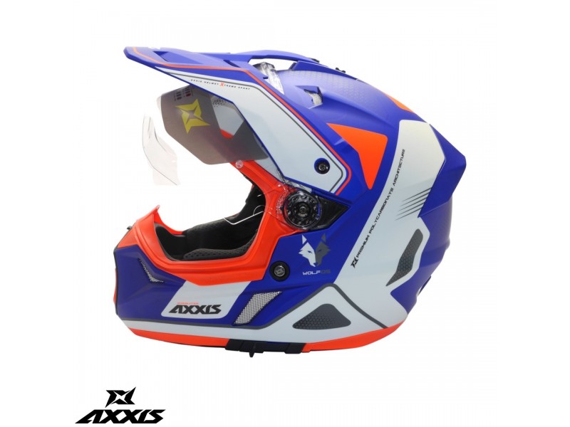 Casca adventure/touring/off road Axxis model Wolf DS Roadrunner C7 albastru lucios – tip viziera: MT-V-20
