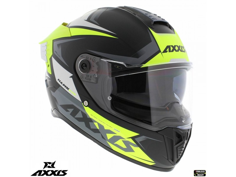 Casca integrala Axxis Hawk SV Judge B3 galben fluor mat negru mat (ochelari soare integrati) - tip viziera: MT-V-31