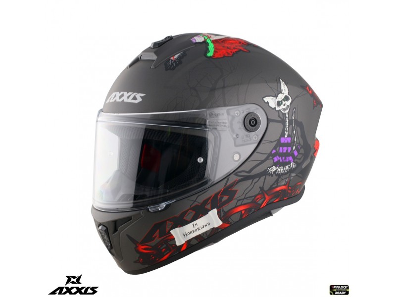 Casca integrala Axxis model Draken S Horrorland A2 titanium mat - tip viziera: MT-V-18C
