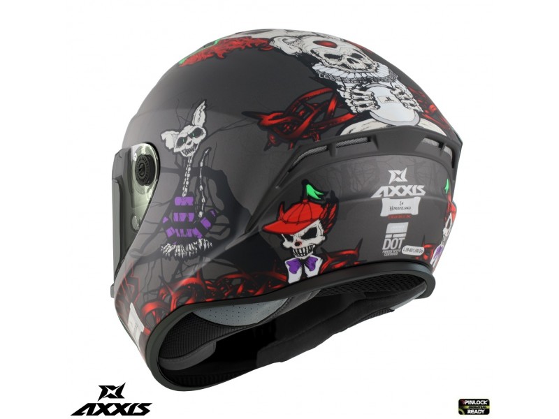 Casca integrala Axxis model Draken S Horrorland A2 titanium mat - tip viziera: MT-V-18C