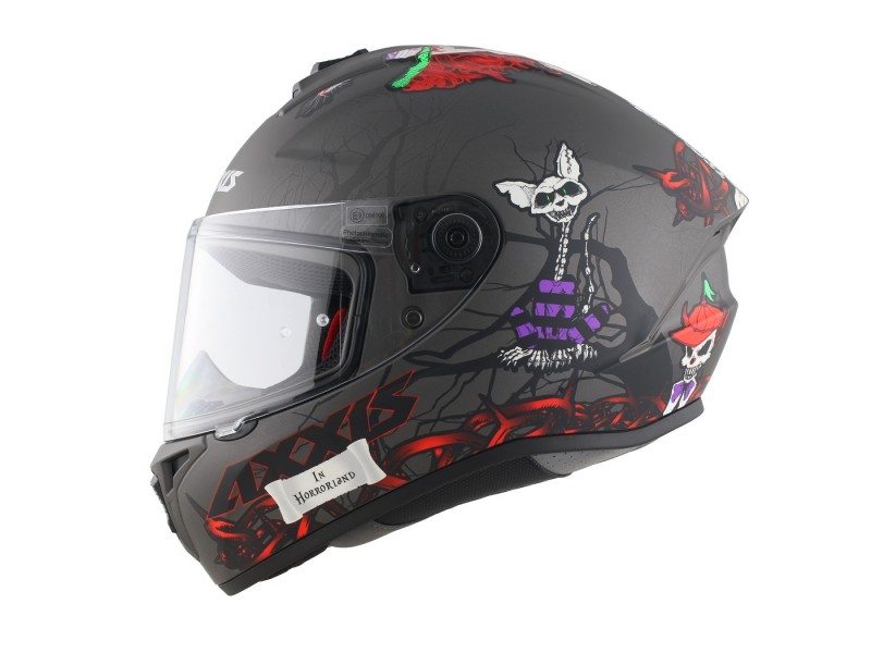 Casca integrala Axxis model Draken S Horrorland A2 titanium mat - tip viziera: MT-V-18C