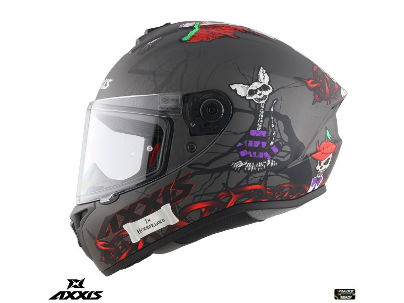 Casca integrala Axxis model Draken S Horrorland A2 titanium mat - tip viziera: MT-V-18C
