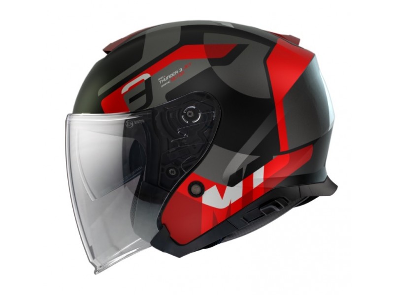 Casca open face MT Thunder III SV Jet Silton B5 rosu mat (ochelari soare integrati) – tip MT-V-19